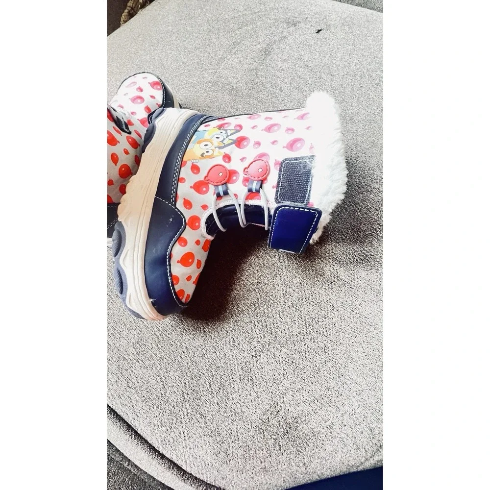 Bluey Snow‎ Boots Toddler Size 8 Blue Red Balloon Faux Fur Lined Winter Shoes